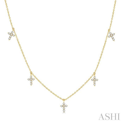 Cross Diamond Fashion Station Necklace