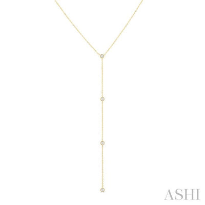 Bezel Set Diamond Station Lariat Y Necklace