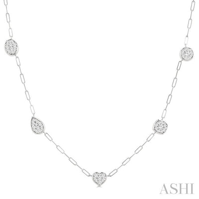 Mixed Shape Paperclip Lovebright Diamond Station Necklace