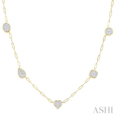 Mixed Shape Paperclip Lovebright Diamond Station Necklace