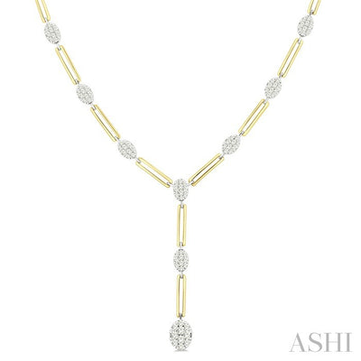 Oval Shape Paperclip Lovebright Diamond Fashion Necklace