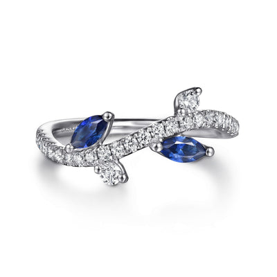 Sapphire & Diamond Floral Fashion Ring
