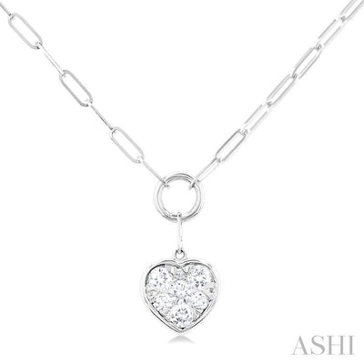 Heart Shape Lovebright Bezel Paperclip Necklace