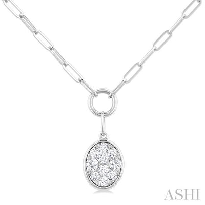 Oval Shape Lovebright Bezel Paperclip Necklace