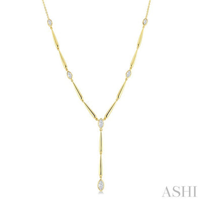 Marquise Shape Teardrop Bar Diamond Fashion Necklace
