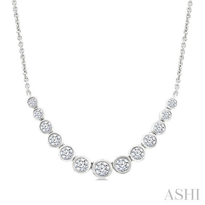 Bezel Set Graduated Diamond Smile Necklace