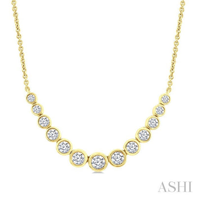 Bezel Set Graduated Diamond Smile Necklace