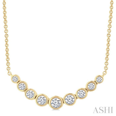 Bezel Set Graduated Diamond Smile Necklace