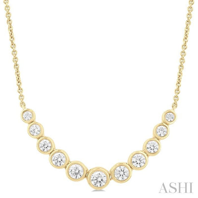 Bezel Set Graduated Diamond Smile Necklace
