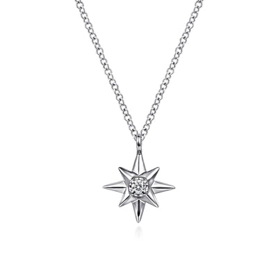 Sterling Silver Diamond Star Pendant