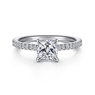 Cushion Diamond Straight Band Engagement Ring