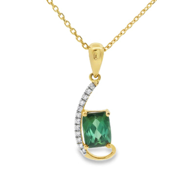 Green Tourmaline & Diamond Pendant