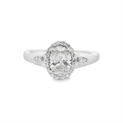Oval Diamond Halo Engagement Ring