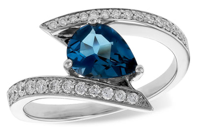 London Blue Topaz & Diamond Bypass Fashion Ring