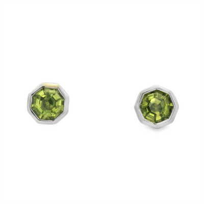 Peridot Bezel Stud Earrings