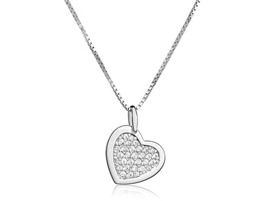Sterling Silver White Sapphire Heart Pendant