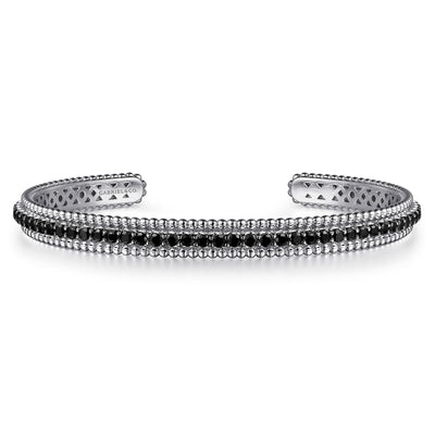 Bujukan Sterling Silver Black Spinel Bangle Bracelet
