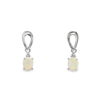 Opal & Diamond Drop Earrings