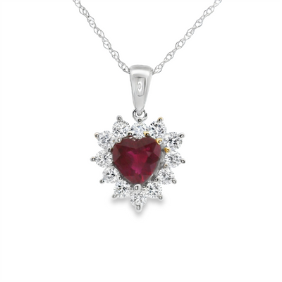 Ruby & Diamond Heart Pendant