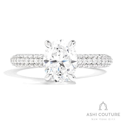 Couture 3-Row Pave Oval Semi-Mount Engagement Ring