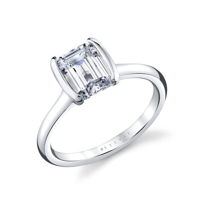 Emerald-cut Diamond Bezel Solitaire Engagement Ring