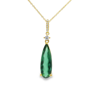 Green Tourmaline & Diamond Pendant