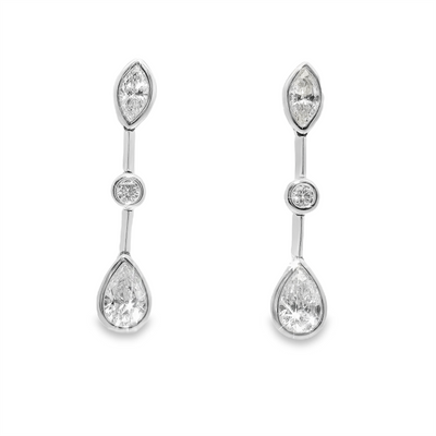 Diamond Bezel Drop Earrings