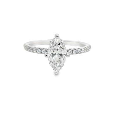 Marquise Diamond Hidden Halo Engagement Ring