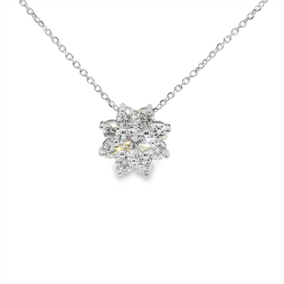 Diamond Floral Cluster Pendant