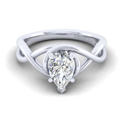 Pear Diamond Twist Solitaire Engagement Ring