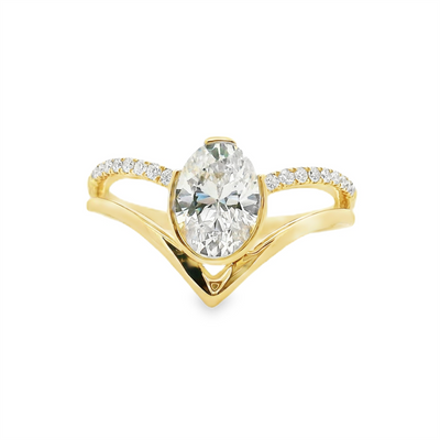 Oval Diamond Split Shank Engagement Ring