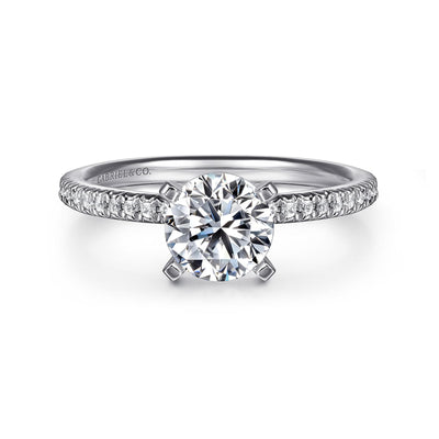 Round Diamond Straight Band Engagement Ring