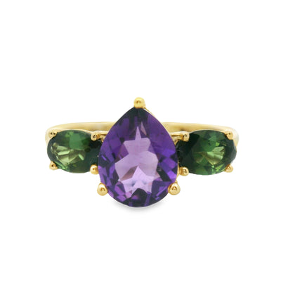 Amethyst & Green Tourmaline Fashion Ring