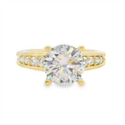 Round Diamond Straight Band Engagement Ring
