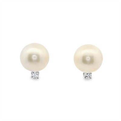 Pearl & Diamond Stud Earrings