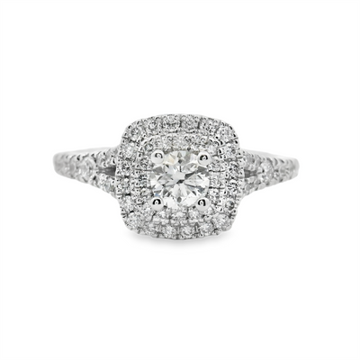 Cushion Diamond Double Halo Engagement Ring