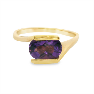 Amethyst Bypass Fashion Ring