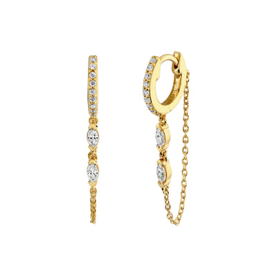 Diamond Huggie Chain Earrings