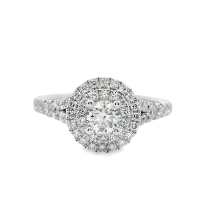 Round Diamond Double Halo Engagement Ring