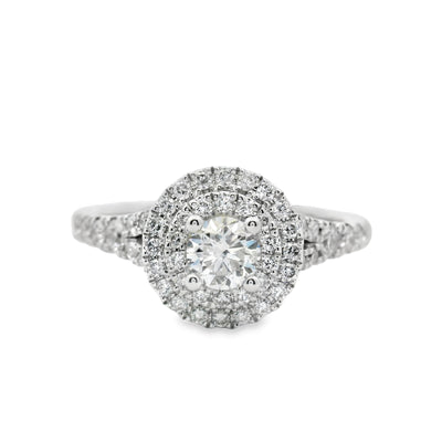 Round Diamond Double Halo Engagement Ring