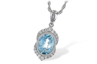 Aquamarine & Diamond Pendant