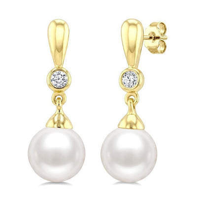 Pearl & Diamond Drop Earrings