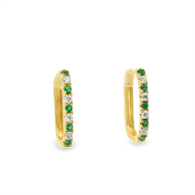 Emerald & Diamond Huggie Hoop Earrings