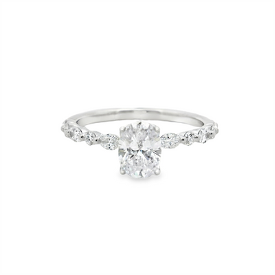 Miosogno Oval Diamond Shared Prong Engagement Ring