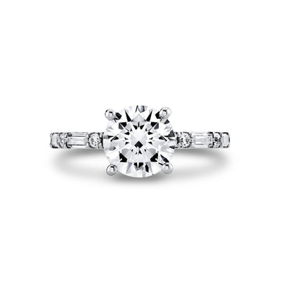 Round Diamond Straight Band Engagement Ring