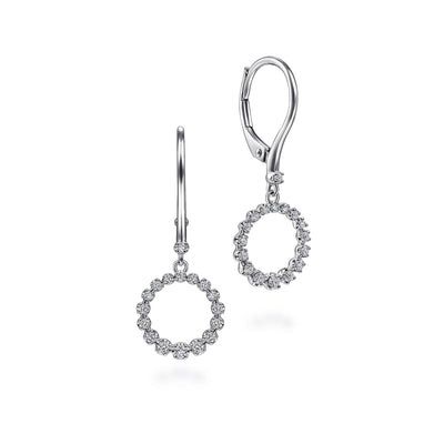 Diamond Open Circle Drop Earrings