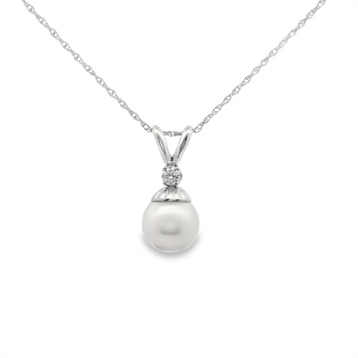 Pearl & Diamond Solitaire Pendant