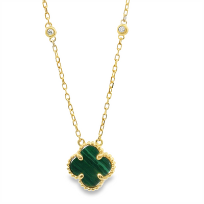 Malachite & Diamond Station Necklace