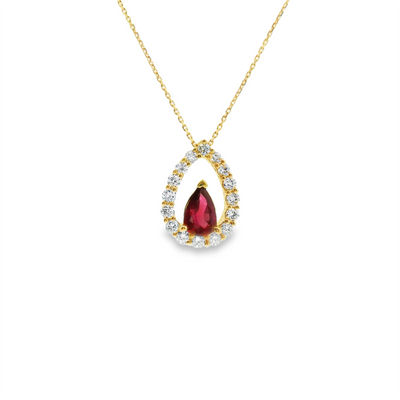 Ruby & Diamond Open Teardrop Pendant