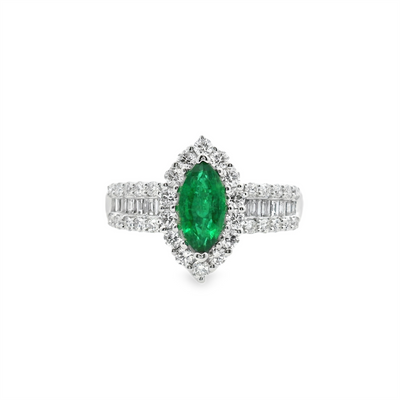 Emerald & Diamond Halo Fashion Ring